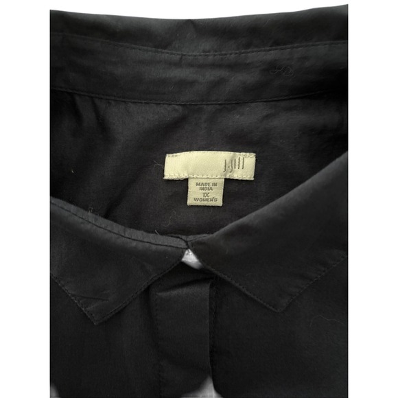 J Jill Linen‎ Blue Button Down Sheer Tie Elastic Waist Blouse Size 1X - Picture 2 of 9